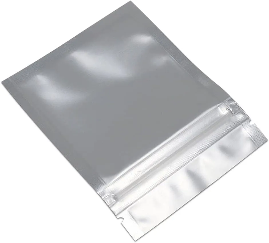 FERENLI 100 Pcs Mylar Bag Zipper Lock Food Storage Metallic Foil Airtight Bag with Front Window Plastic Candy Packaging Pouch for Zip Flat Heat Seal Lock Resealable Matte Gold (8.5x13cm (3.3x5.1 inch)