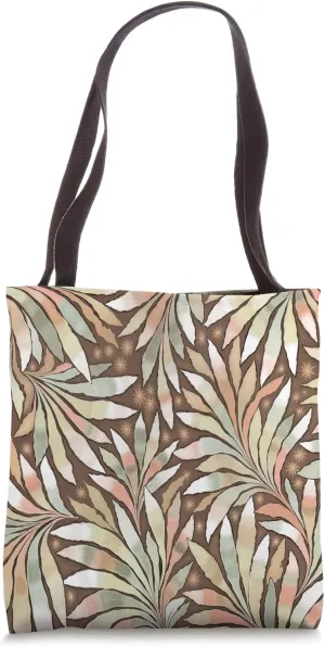 Fern Leaf Design Abstract Nature Pattern Pink Brown Tote Bag