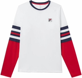 Fila Men's Heritage Long Sleeve Crew White/Fila Navy/Fila Red L