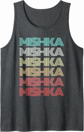 First Name MISHKA Indian Girl Retro Personalized 80's Pink Tank Top