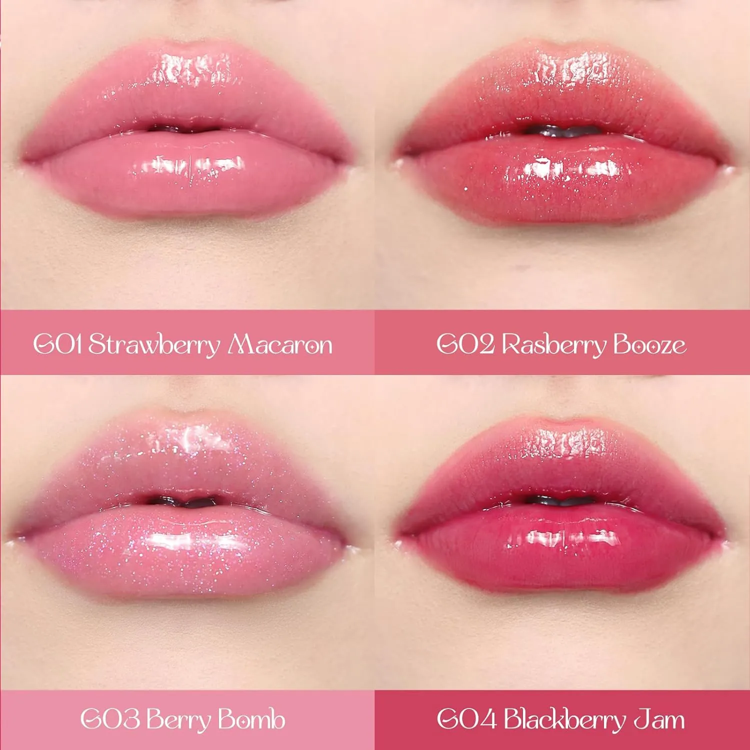 Flower Knows Violet Strawberry Rococo Glitter Lip Gloss-Moisturizing Tinted Lip Oil-Hydrating Glowy Lip Makeup for Girls&Women-Vegan & Cruelty-Free-0.12 Fl Oz,1 Count (G03 Berry Bomb)