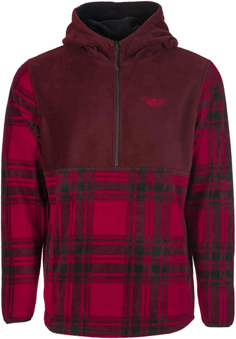 Fly Racing 354-0022M Fly Half Zip Pullover Hoodie Red Plaid Md