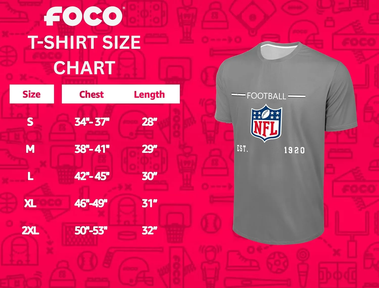 FOCO NFL Men's Officially Licensed Football Team Logo Wordmark Distressed Performance Team Color Crewneck T-Shirt