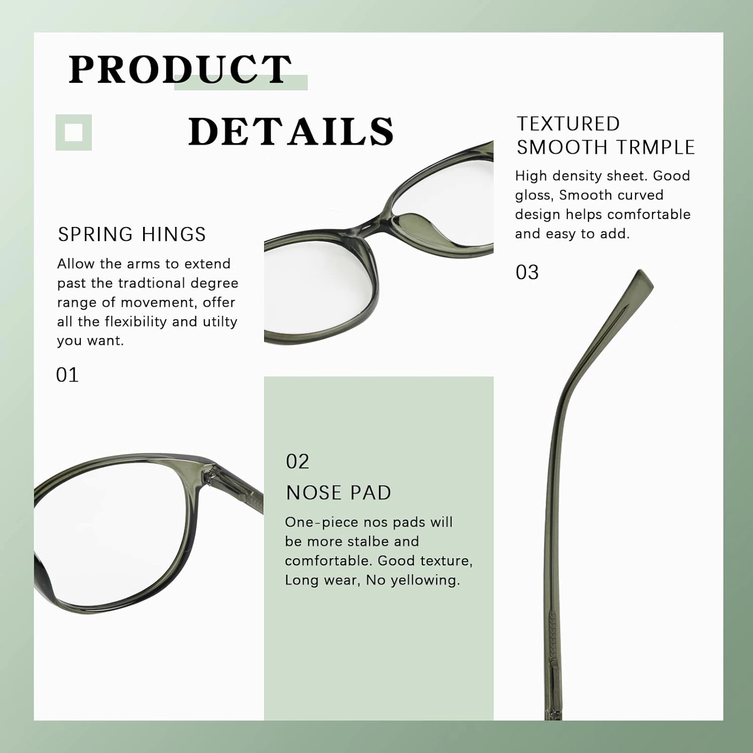 FONHCOO Blue Light Blocking Glasses Women Men Computer Eyeglasses,TR90 Fashion Round Transparent Anti Blue Light Glasses with Anti Eyestrain & UV Glare for Gaming & Reading (Green)