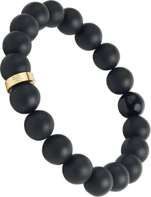 Forge & Foundry Men’s Matte Black Solid Onyx Beaded Bracelet | Polished 18K Gold-Plated, Polished Stainless Steel or Polished Black Signature Bead Options | Andalus