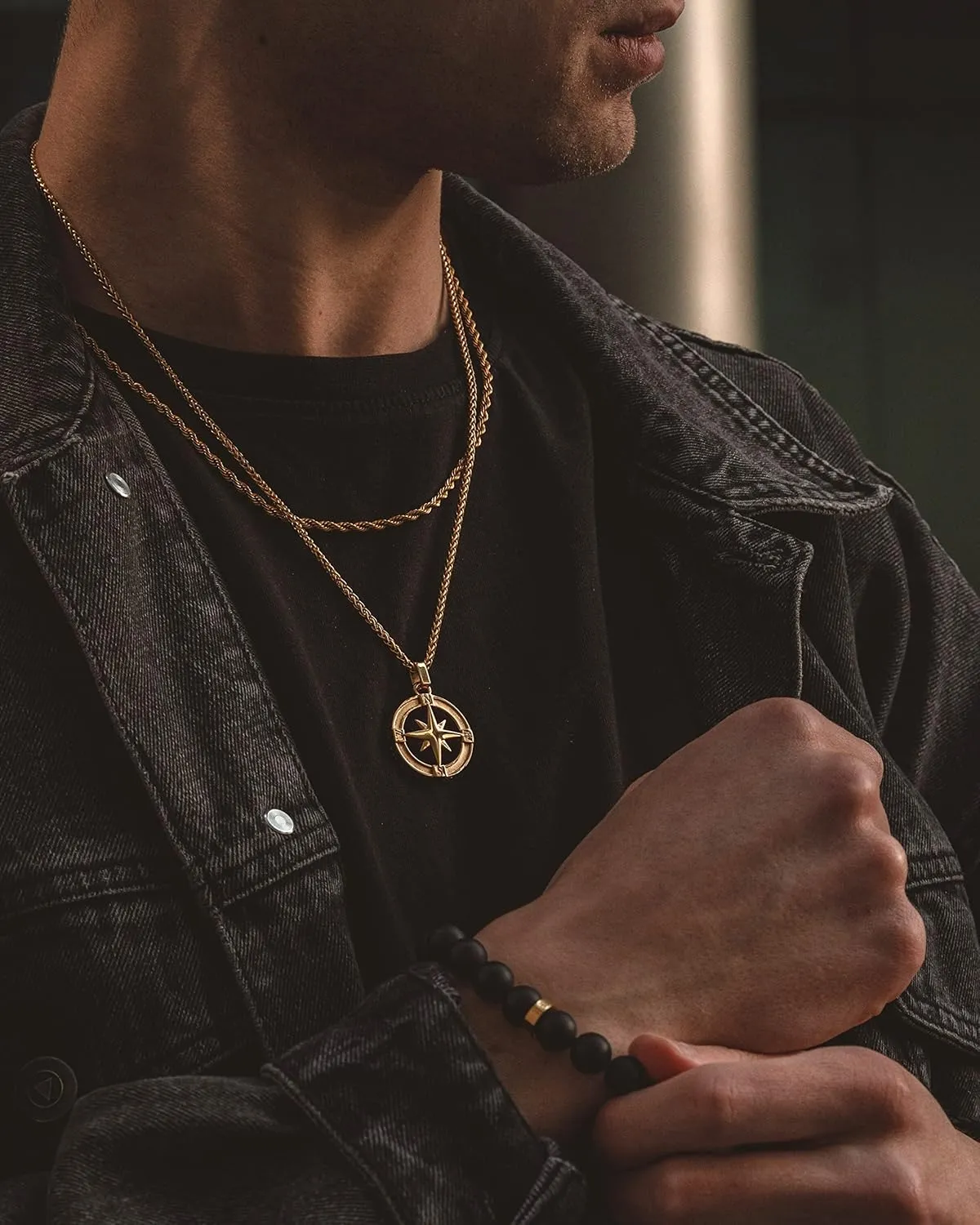 Forge & Foundry Men’s Matte Black Solid Onyx Beaded Bracelet | Polished 18K Gold-Plated, Polished Stainless Steel or Polished Black Signature Bead Options | Andalus