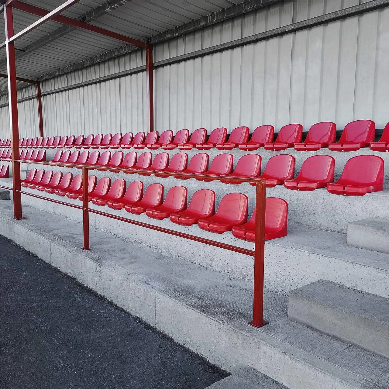 FORZA Plastic Shelter & Stadium Seats | Premium Moulded HDPE Sports Seating (Red, Pack of 10)