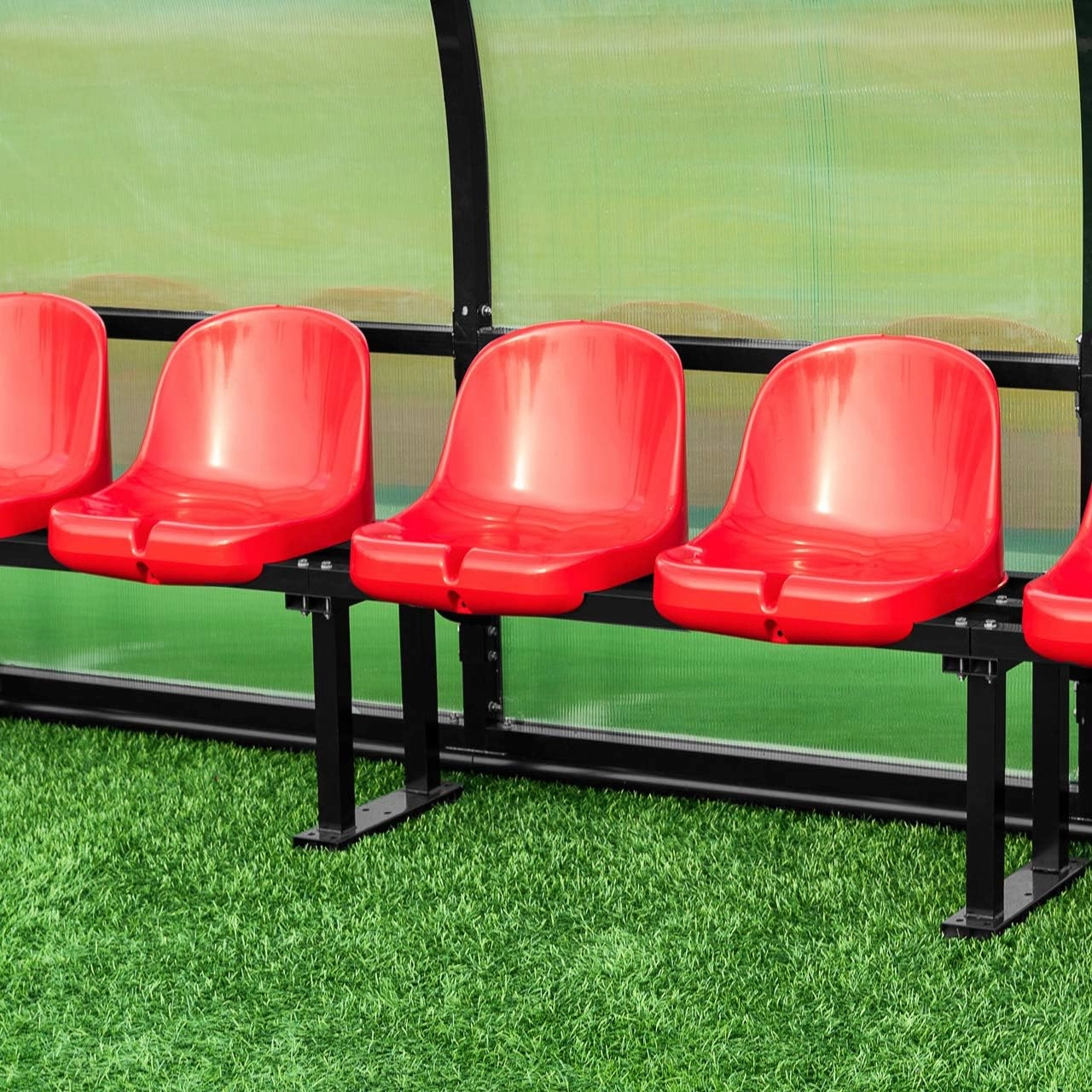 FORZA Plastic Shelter & Stadium Seats | Premium Moulded HDPE Sports Seating (Red, Pack of 10)