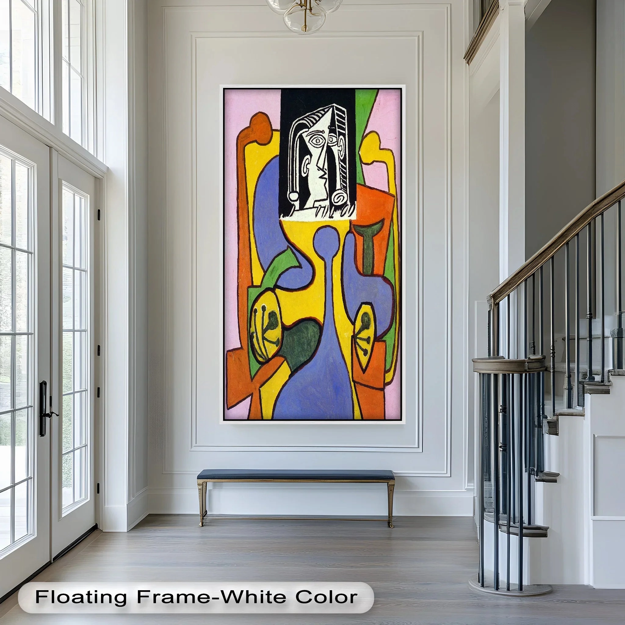 Fragmented Identity – Bold Cubist Portrait Oil Painting