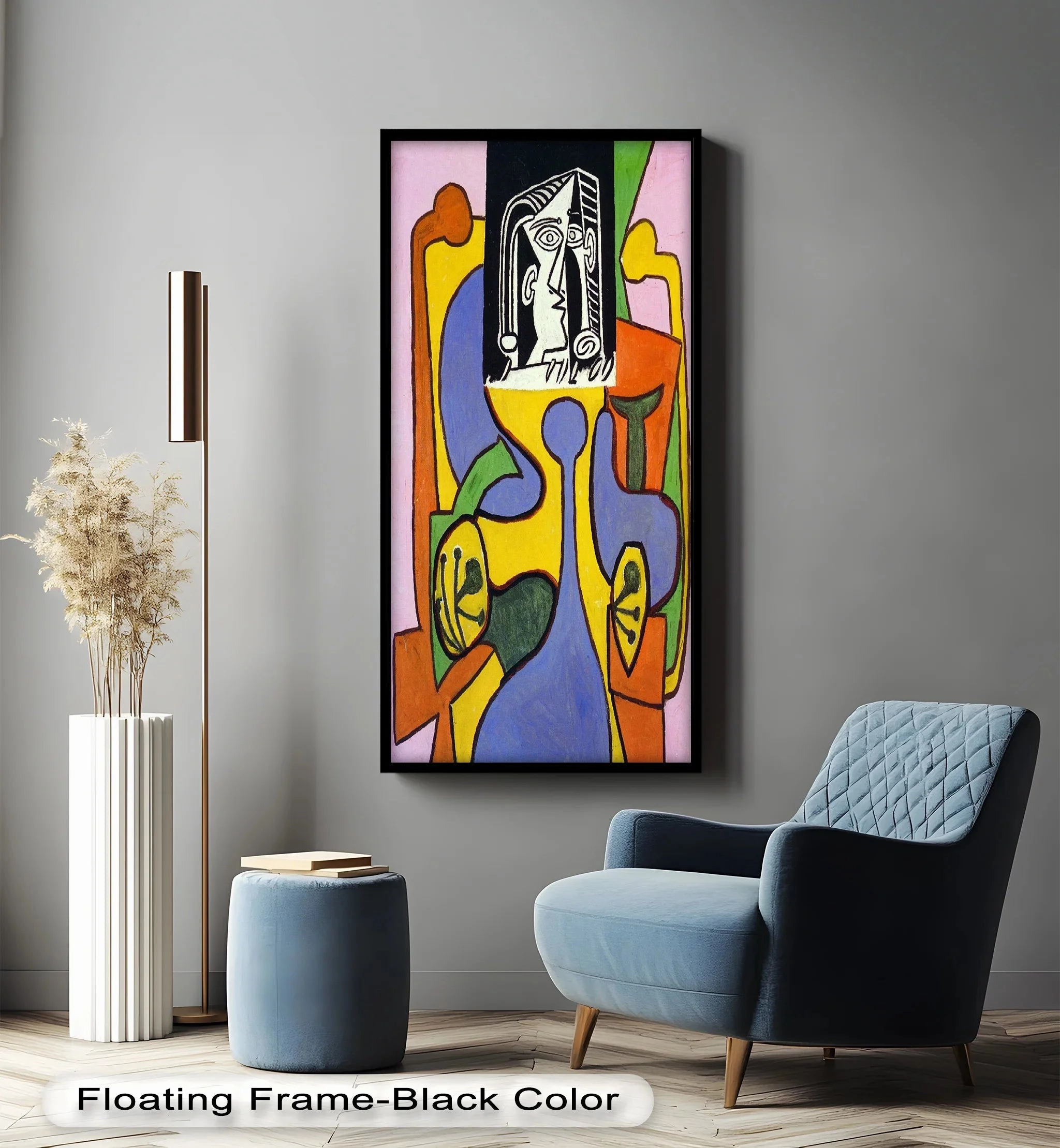 Fragmented Identity – Bold Cubist Portrait Oil Painting