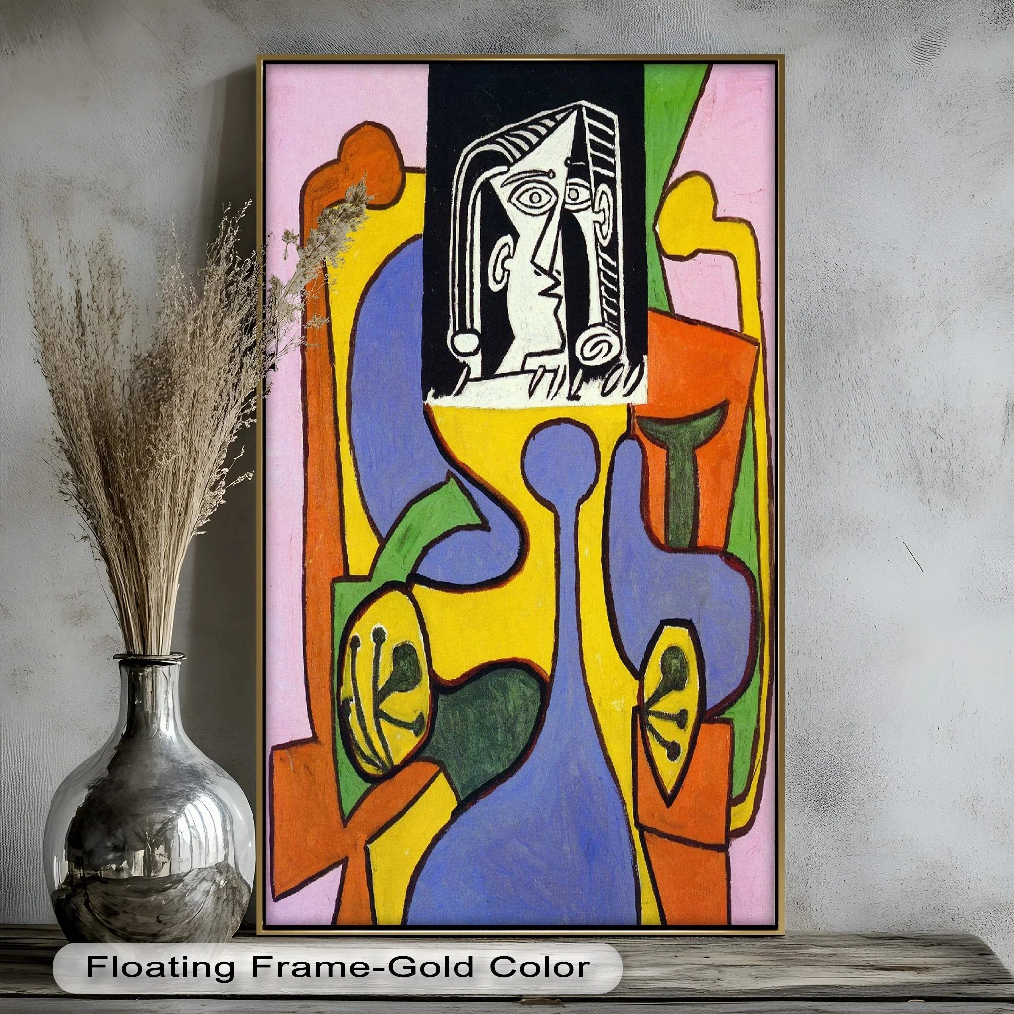 Fragmented Identity – Bold Cubist Portrait Oil Painting