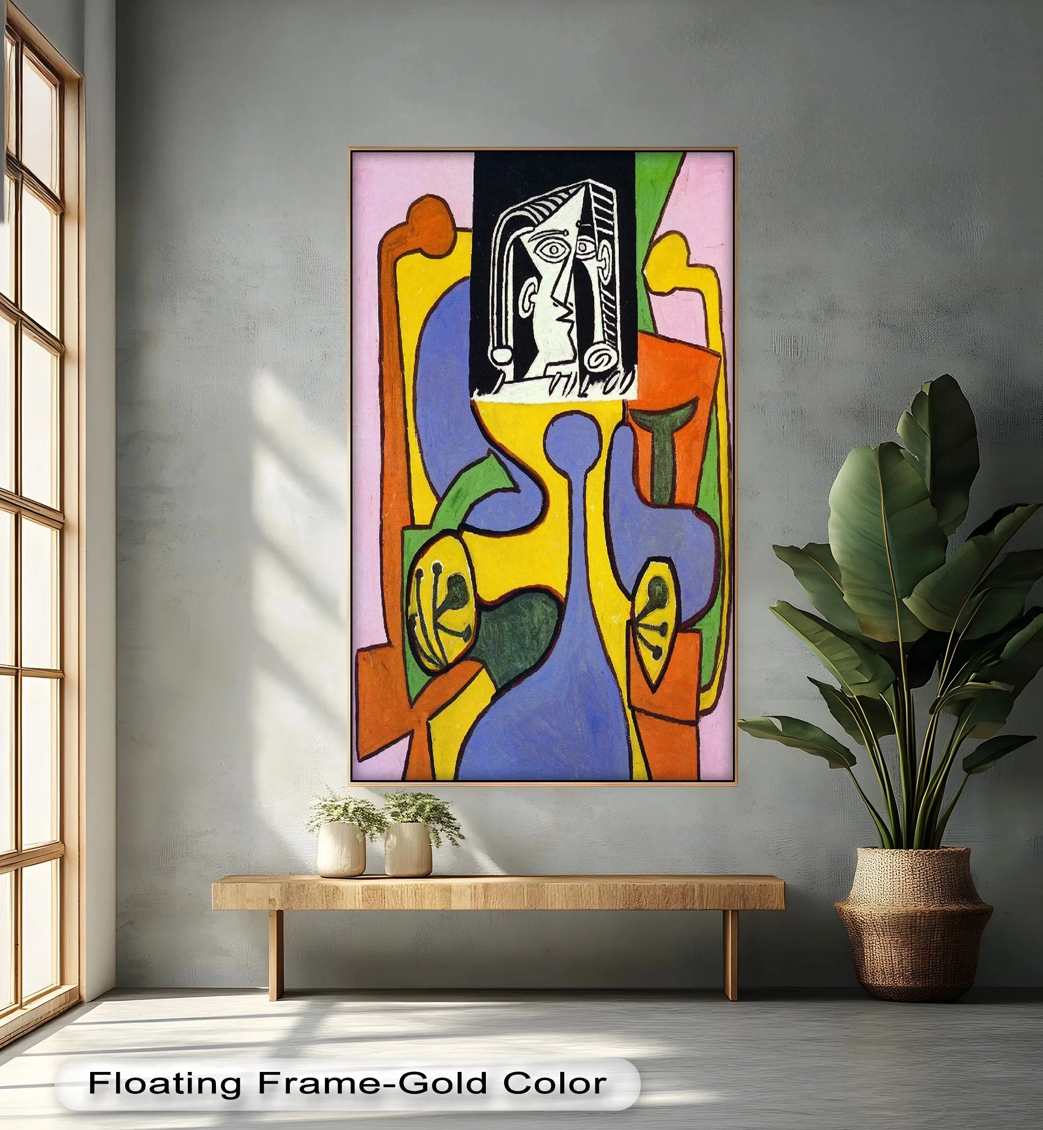 Fragmented Identity – Bold Cubist Portrait Oil Painting