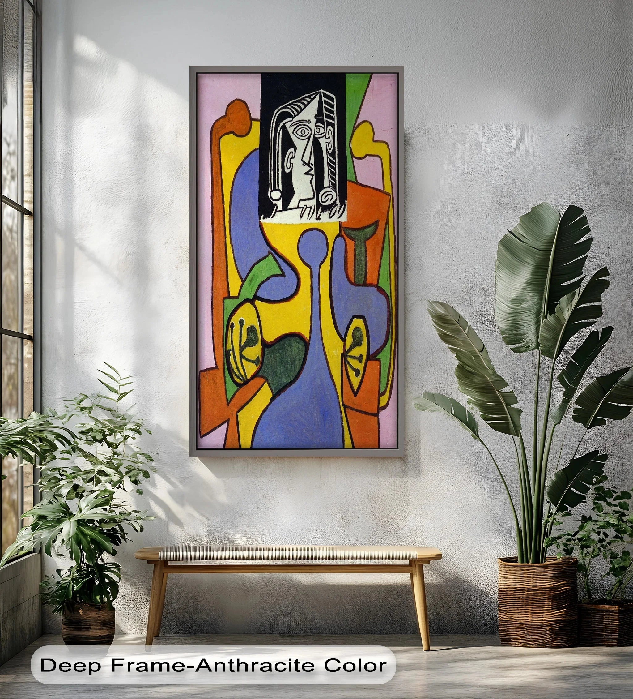 Fragmented Identity – Bold Cubist Portrait Oil Painting