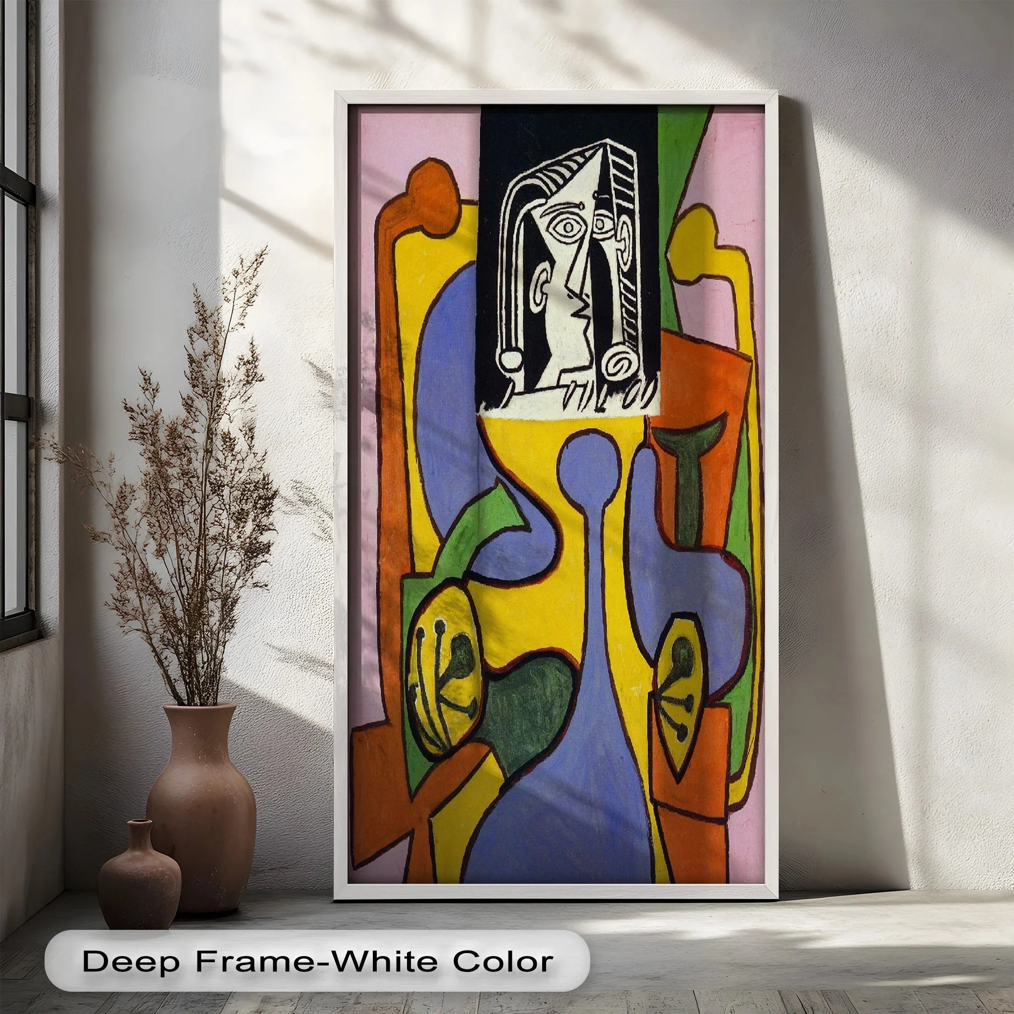 Fragmented Identity – Bold Cubist Portrait Oil Painting