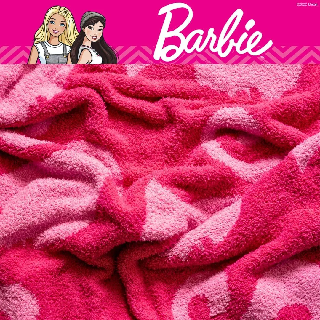 Franco Collectibles Barbie Adult Bedding Soft Cozy Chic Dream Lux Intarsia Knit Throw Blanket, 50 in x 60 in, (Officially Licensed Product)