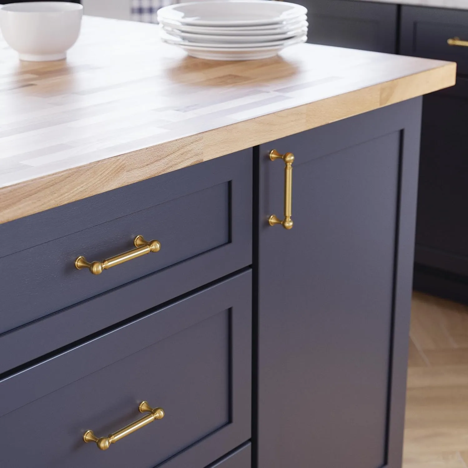 FRANKLIN BRASS Classic Farmhouse (10-Pack) Cabinet Handles 3-3/4" Hole Center | Modern Gold Kitchen Pulls, Hardware for Dressers, Drawers, Furniture P41929C-117-B