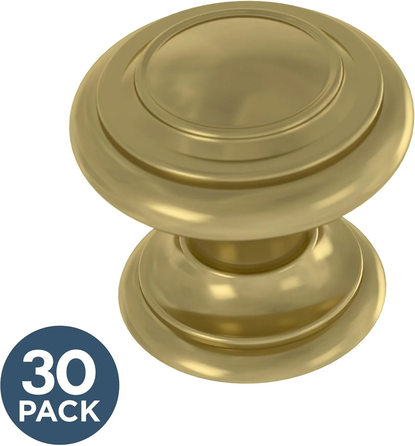 Franklin Brass Simple Double Ring (10-Pack) Cabinet Knobs Satin Gold Hardware for Kitchen, Drawer Pulls, Dressers, Closet Door 1-1/8' P44435K-523-B