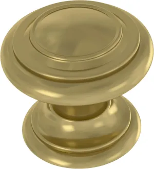 Franklin Brass Simple Double Ring (10-Pack) Cabinet Knobs Satin Gold Hardware for Kitchen, Drawer Pulls, Dressers, Closet Door 1-1/8' P44435K-523-B