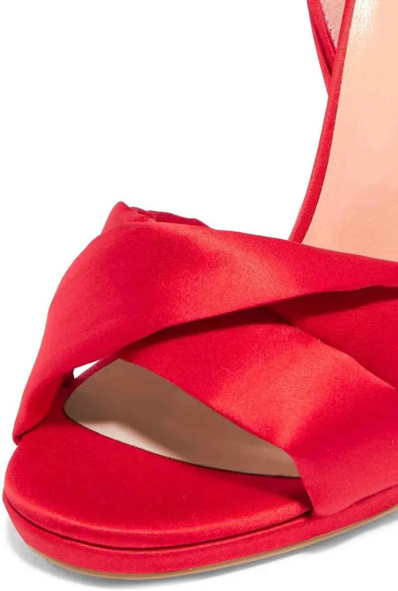 FSJ Women Cocktail Peep Toe Satin Lace Up Sandals Ankle Wrap Platform High Heels Party Sexy Shoes Size 4-15 US