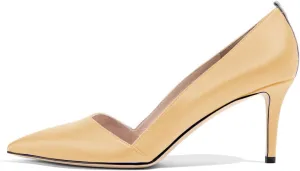 FSJ Women Elegant Pointed Toe Mid Heels Satin Dress Pumps Slip On Evening Party Shoes Size 4-15 US
