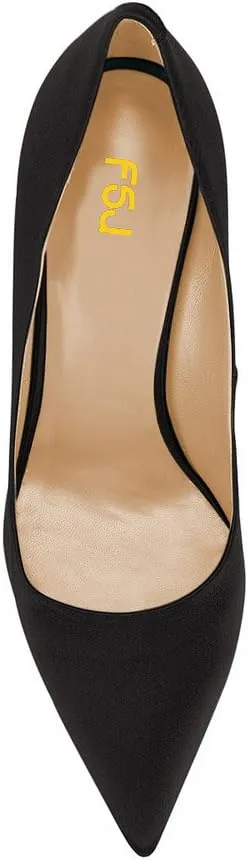 FSJ Women Elegant Satin High Heels Pumps Pointed Toe Stilettos Slip On Formal Shoes Size 4-15 US