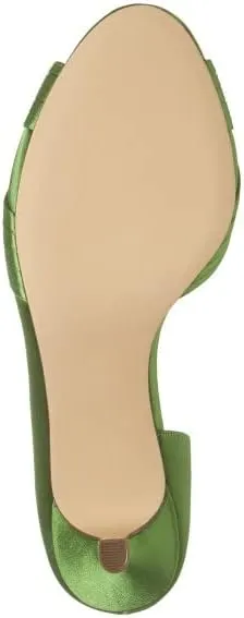 FSJ Women Low Kitten Heels Peep Toe Slip on Pumps D'Orsay Pleated Satin Sandals Evening Party Dress Comfy Office Shoes Size 4-15 US
