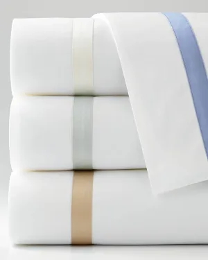 Full/Queen 600TC Lowell Flat Sheet, WHITE/CHAMPAGNE