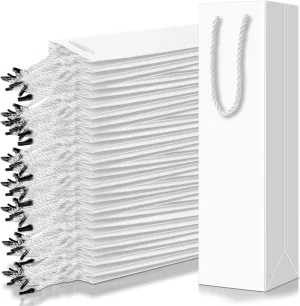 Fulmoon 80 Pack Wine Gift Bag Bulk Wine Bottle Paper Gift Bags Reusable Handbags Liquor Bottle Handbags with Handles for Shopping Wedding Party Birthday 3.7 x 3.5 x 14 Inch(White)
