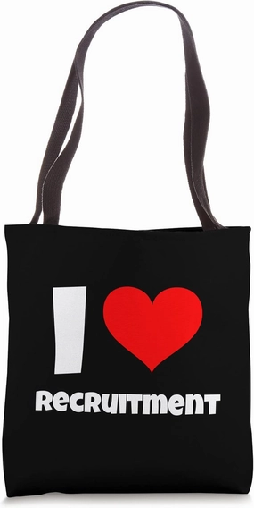 Funny I heart love recruitment for an IT or HR recruiter Tote Bag
