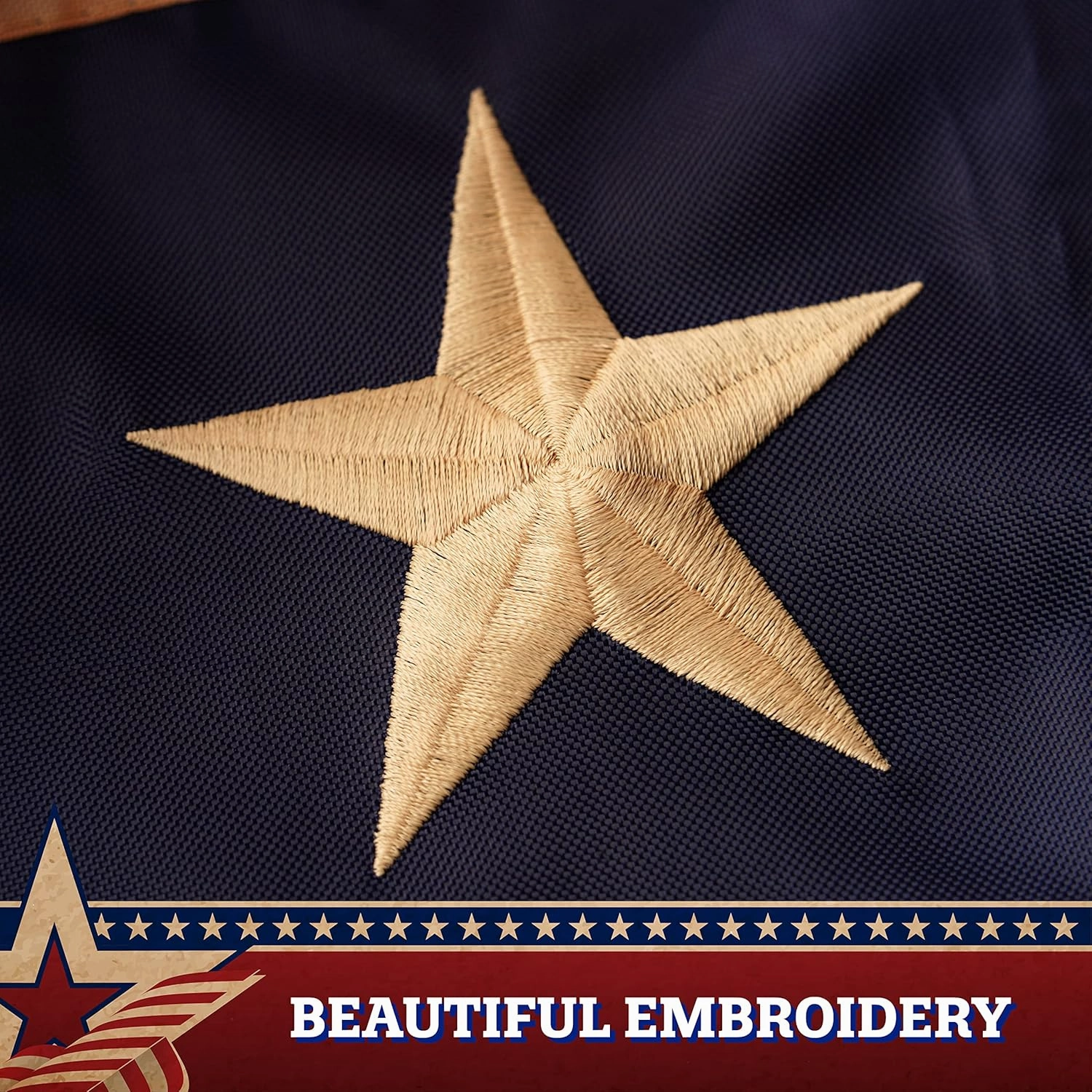 G128-2 Pack: USA Tea Stained Pleated Fan Flag 1.5x3FT Embroidered Polyester Stars and Stripes