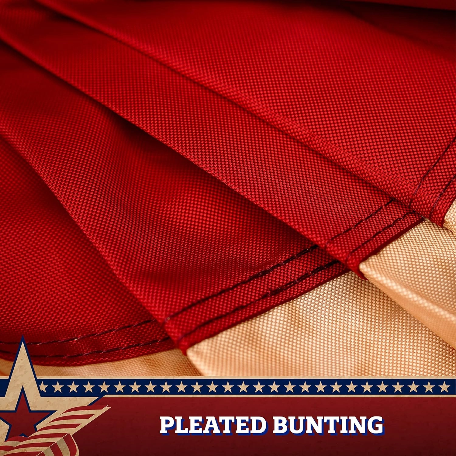 G128-2 Pack: USA Tea Stained Pleated Fan Flag 1.5x3FT Embroidered Polyester Stars and Stripes