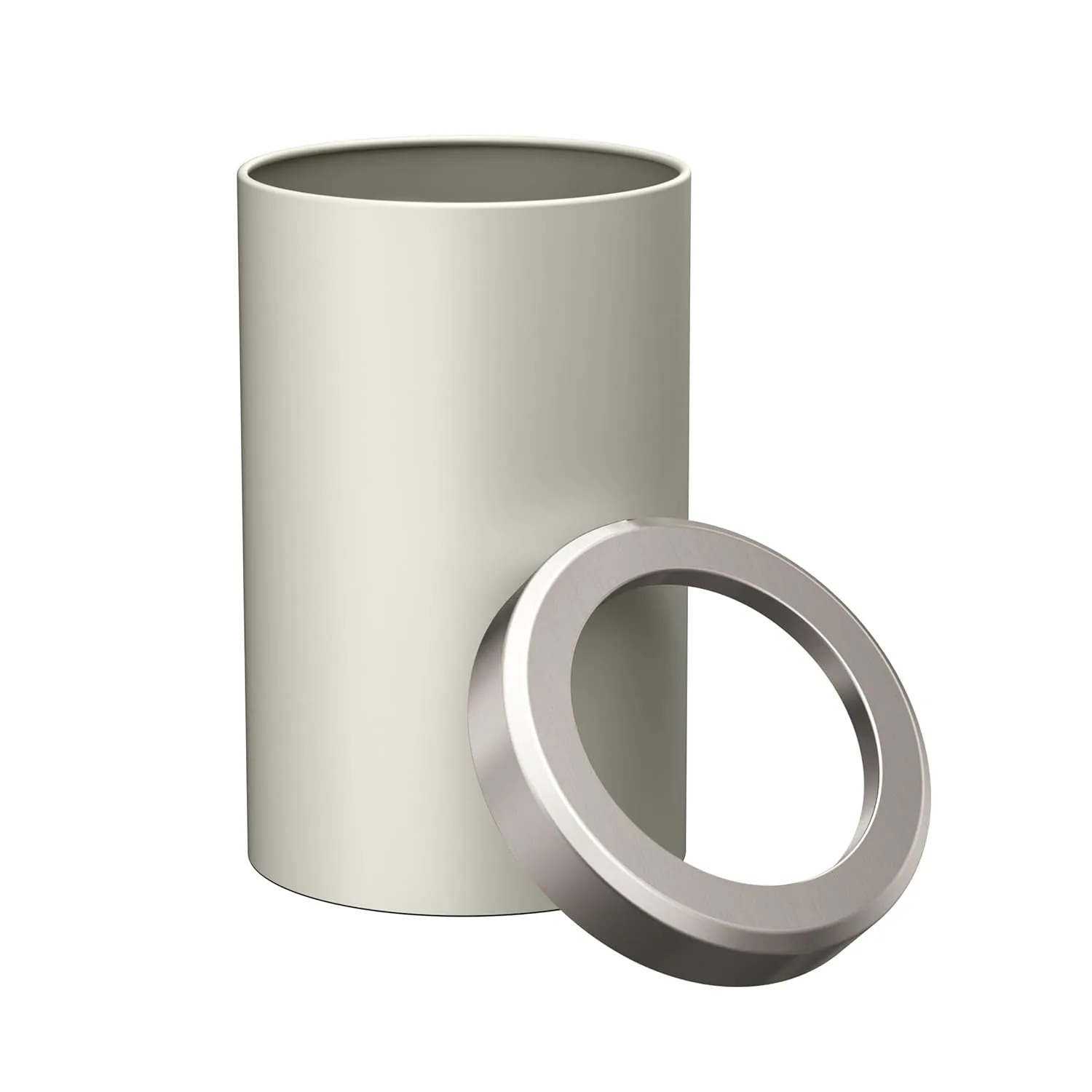Gatco 1931SN Modern Round Waste Basket, Matte Pearl and Satin Nickel Combo / 11.88" H x 7.63" Dia Open Top Stainless Steel Trash Can with Removable Lid, 11 Liter Capacity