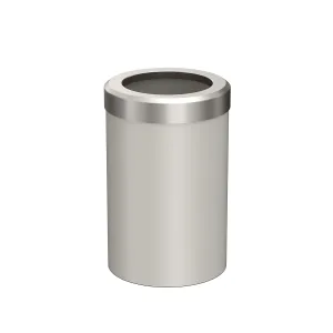Gatco 1931SN Modern Round Waste Basket, Matte Pearl and Satin Nickel Combo / 11.88" H x 7.63" Dia Open Top Stainless Steel Trash Can with Removable Lid, 11 Liter Capacity