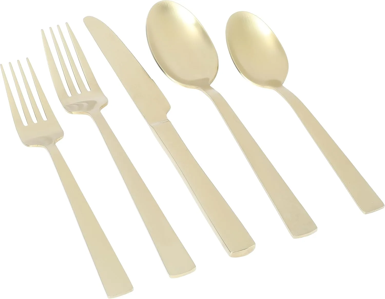 Gibson Elite Earlston 20-Piece Flatware Silverware Set - Stainless Steel Utensils - Forks, Spoons, Knives - Service for 4 - Matte Champagne Gold