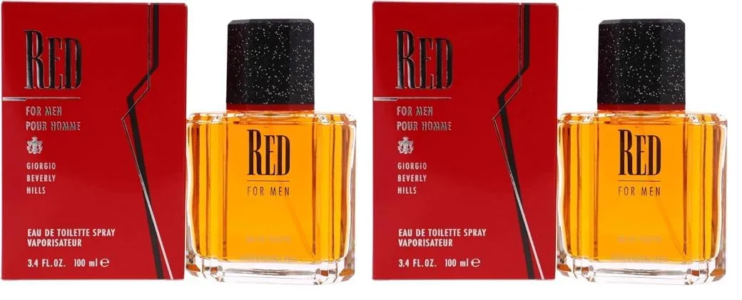 GIORGIO BEVERLY HILLS Men's Cologne, Red, Eau De Toilette EDT Spray, 3.4 Fl Oz (Pack of 2)