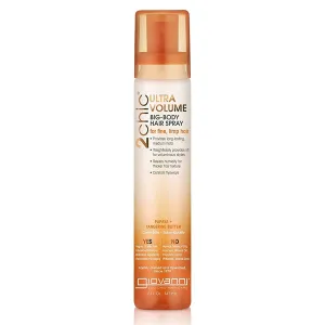 GIOVANNI 2chic Ultra-Volume Big-Body Hair Spray - Daily Volumizing Formula with Papaya & Tangerine Butter, Promotes Weightless Control for Fine Limp Thin Hair, No Parabens, Color Safe - 5 fl oz