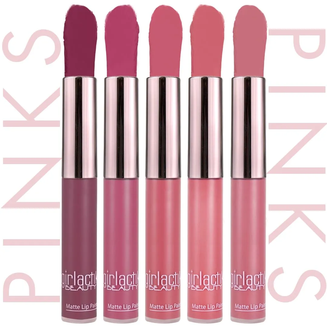 Girlactik Long Lasting Matte Lip Paint Liquid Lipstick in Allure- Long wearing, Smooth Application, Pigmented, Non-Crack Formula, Lightweight, 7.5 ml / .25 oz, (Dollhaus)