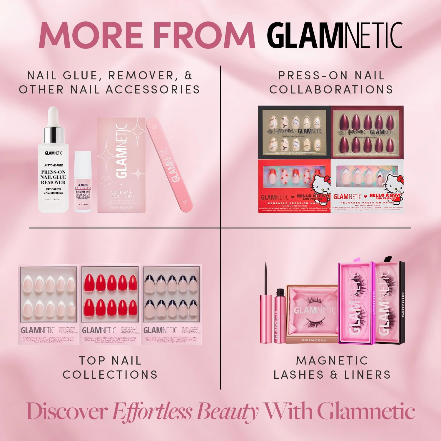 Glamnetic Press On Nails - Classic Red | Opaque Cool Tone, Timeless Red Short Almond Short False Nails, Reusable Stick On Fake Nails with Glue | Salon Quality | 15 Sizes - 30 Nail Kit