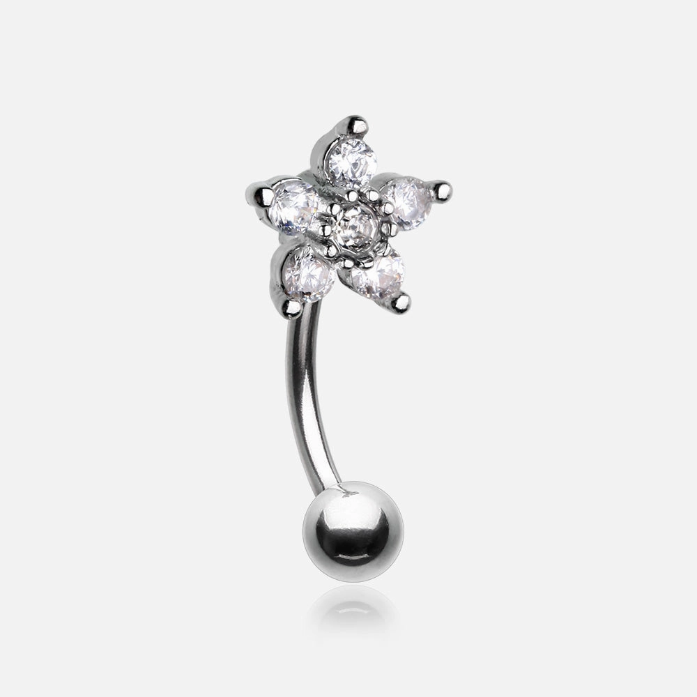 Glistening Flower Sparkle Curved Barbell