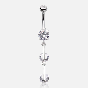 Glistening Sparkle Gem Droplets Belly Button Ring