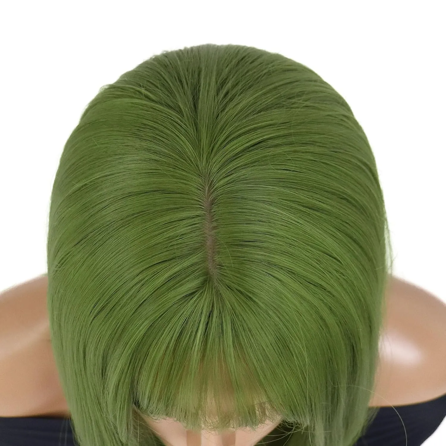 GNIMEGIL 16 inches Green Wig Cosplay with Bangs Trendy Short Straight Hair Costume Wig for Women Halloween Carnival Party Wig Heat Resistant Synthetic Fiber