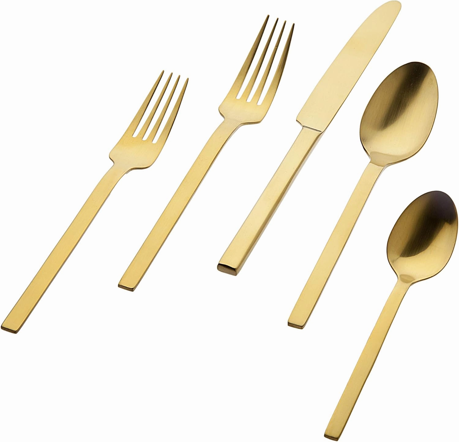 Godinger Matte Gold Flatware Set, Forks/Spoons/Knives - 20 Pieces Cutlery Set.