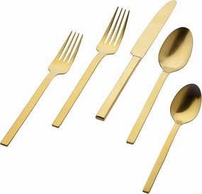 Godinger Matte Gold Flatware Set, Forks/Spoons/Knives - 20 Pieces Cutlery Set.