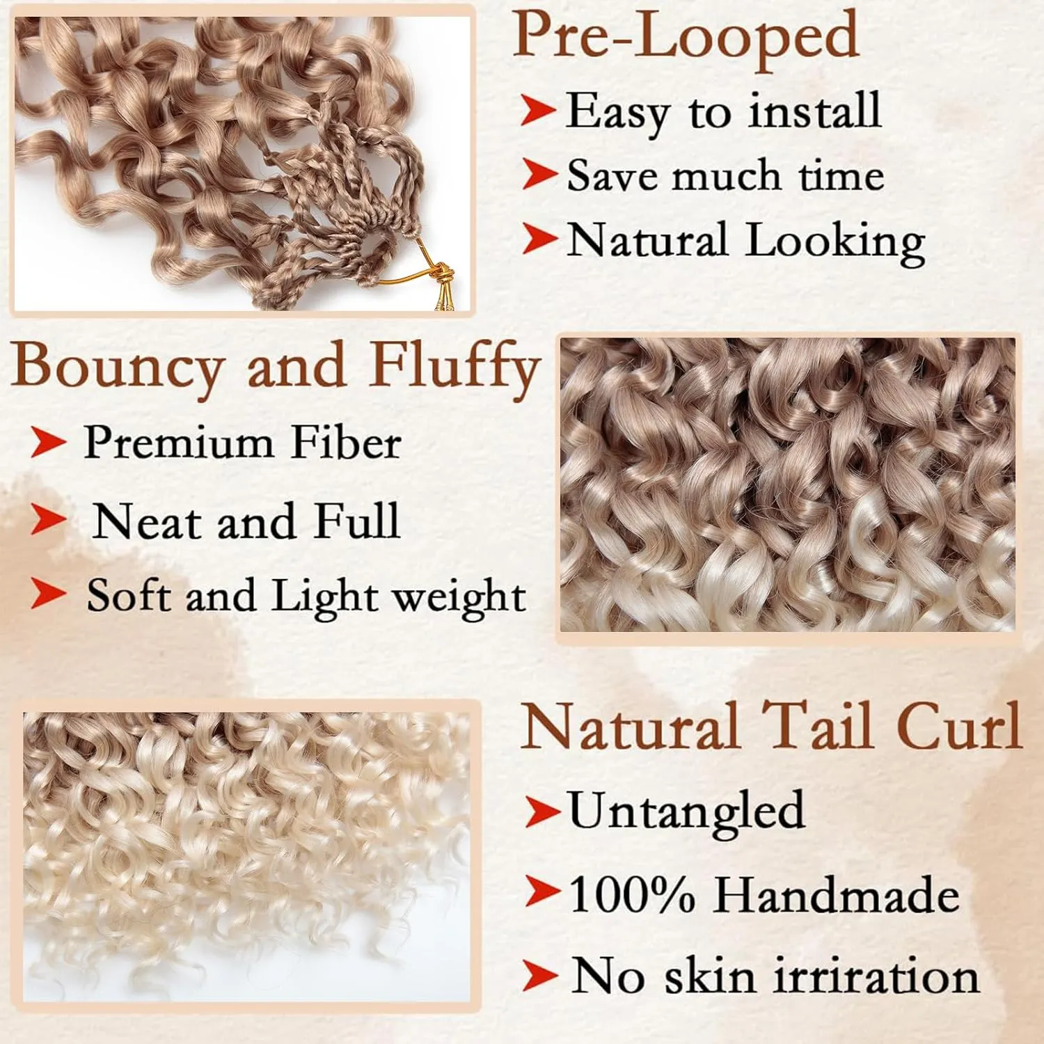 Gogo Curl Crochet Hair 14 Inch Pre Looped Ocean Wave Hair Short Curly Bob Synthetic Hair Extensions Water Wave Crochet Braids Hair for Black Women 8 Packs 27/613