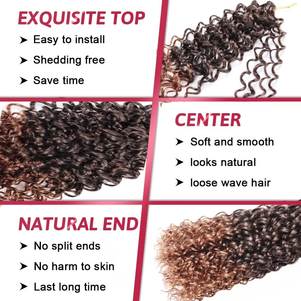 GoGo Curl Crochet Hair 18Inch 6Packs Deep Wave Curl Crotchet Hair Synthetic Braiding Hair Extensions for Black Women (18 Inch (Pack of 6), 1B/30#)
