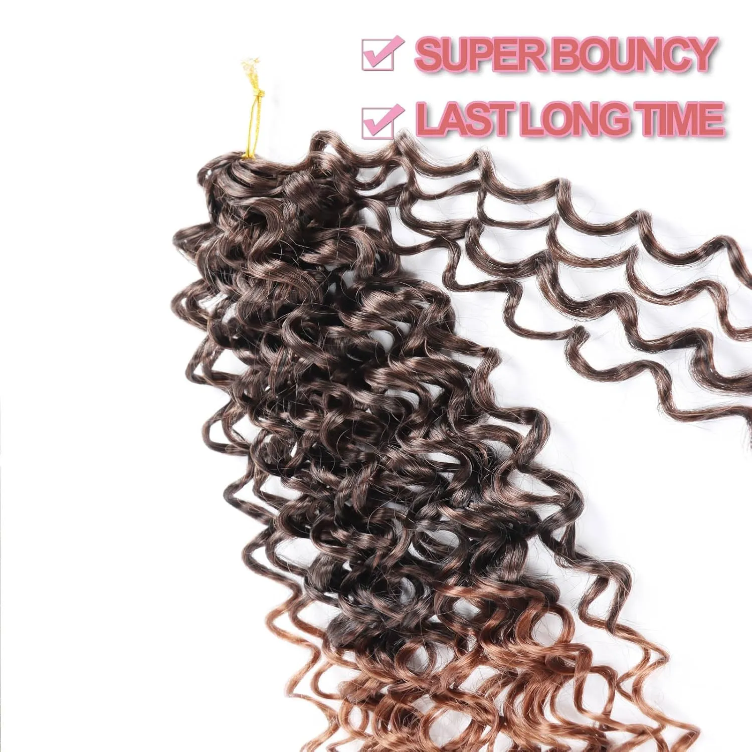 GoGo Curl Crochet Hair 18Inch 6Packs Deep Wave Curl Crotchet Hair Synthetic Braiding Hair Extensions for Black Women (18 Inch (Pack of 6), 1B/30#)