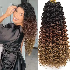 GoGo Curl Crochet Hair 18Inch 6Packs Water Wave Crochet Hair Water Wave Crotchet Braiding Hair (18 Inch (Pack of 6), 1B/30/27#)