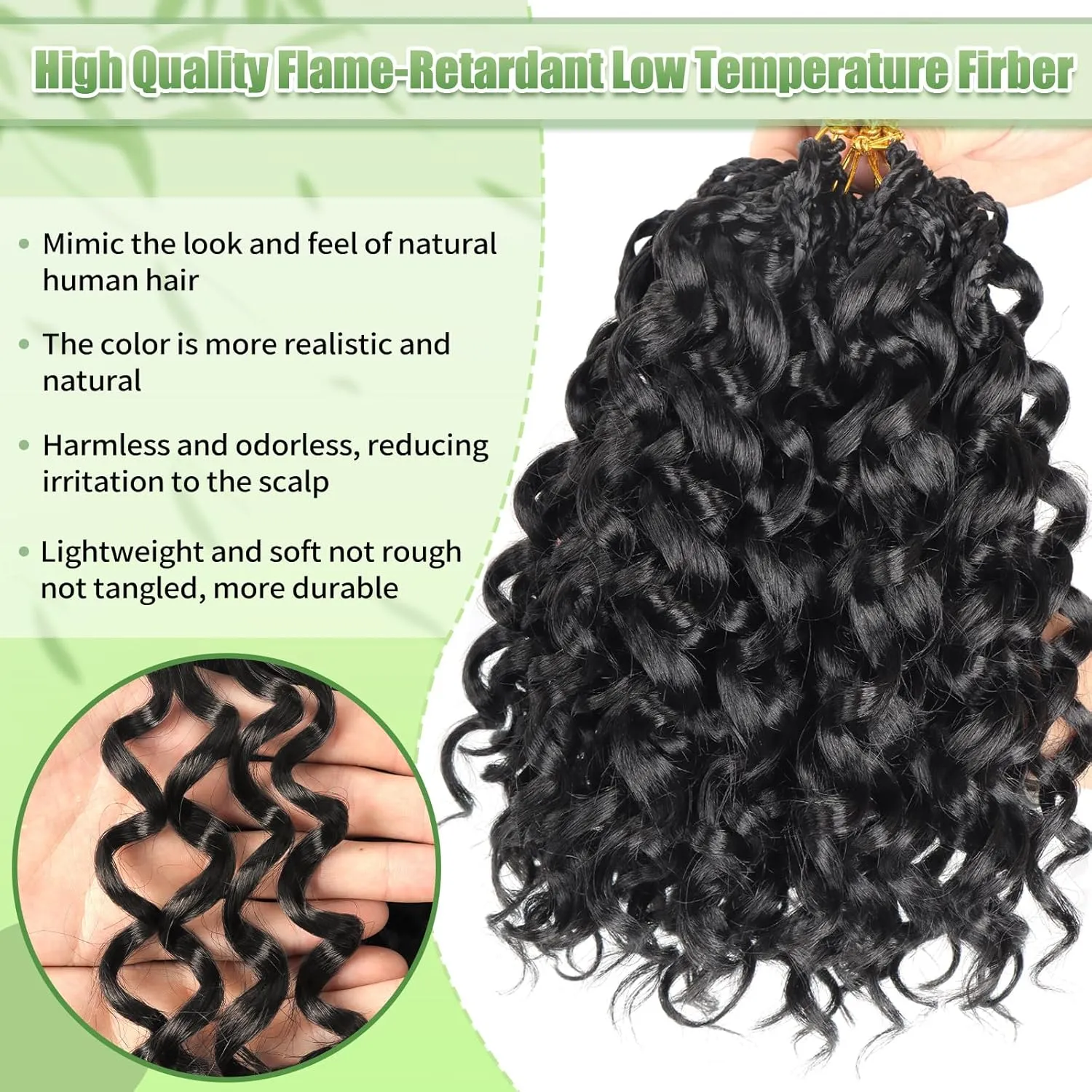 Gogo Curl Crochet Hair 8 Packs Ocean Wave Crochet Hair Pre Looped Deep Twist Goddess Box Braids Curly Water Wave Synthetic Braiding Hair For Black Women (#1B, 10 Inch (Pack of 8))