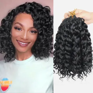 Gogo Curl Crochet Hair 8 Packs Ocean Wave Crochet Hair Pre Looped Deep Twist Goddess Box Braids Curly Water Wave Synthetic Braiding Hair For Black Women (#1B, 10 Inch (Pack of 8))