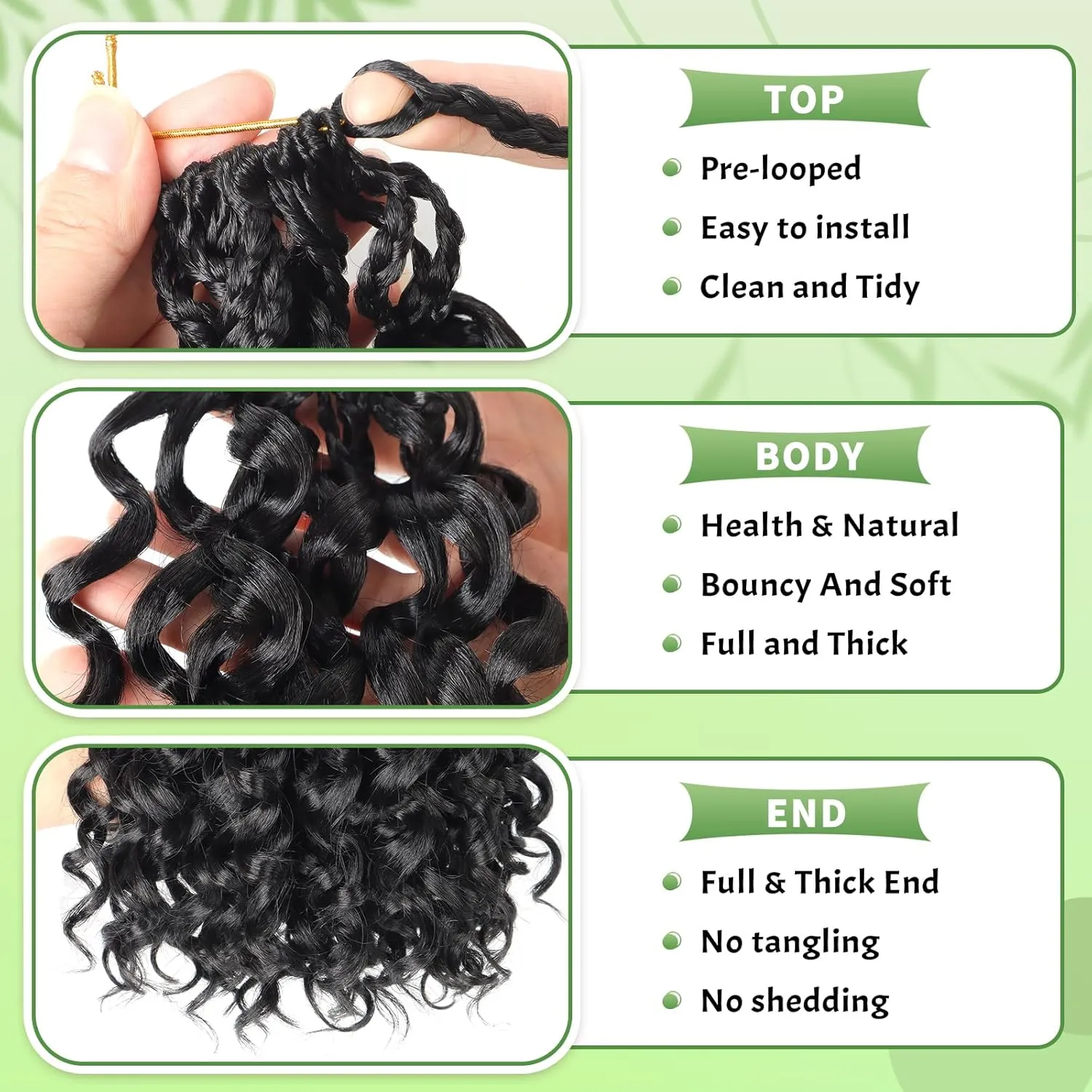 Gogo Curl Crochet Hair 8 Packs Ocean Wave Crochet Hair Pre Looped Deep Twist Goddess Box Braids Curly Water Wave Synthetic Braiding Hair For Black Women (#1B, 10 Inch (Pack of 8))